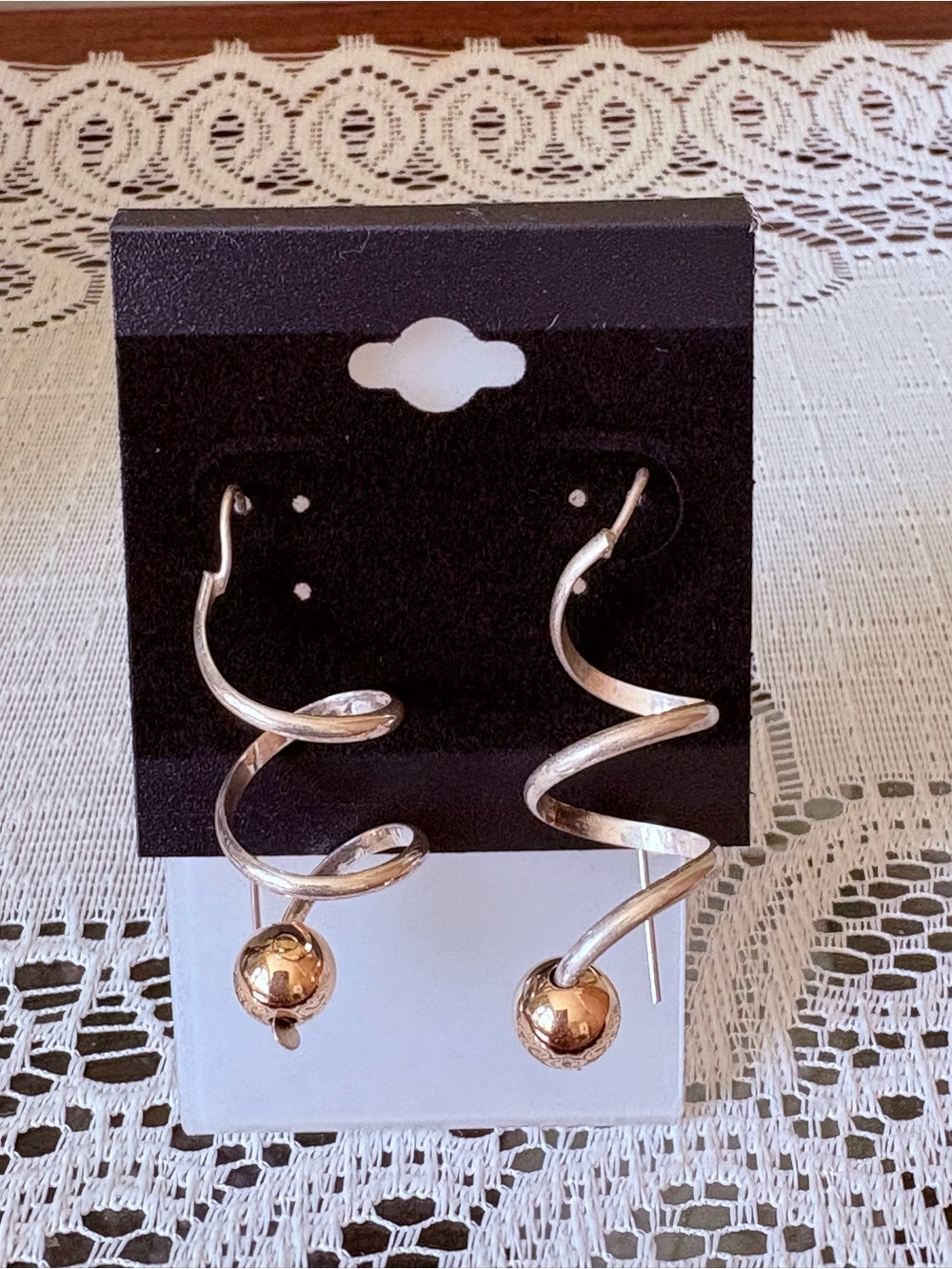 Sterling Silver Spiral Earrings Gold Accent - Silver and Gold Women’s Jewelry